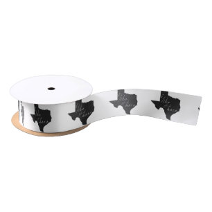 Texas I Like It Here State Silhouette Black Satin Ribbon