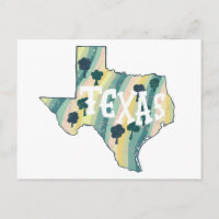 Texas Illustrated Map Colourful Bold