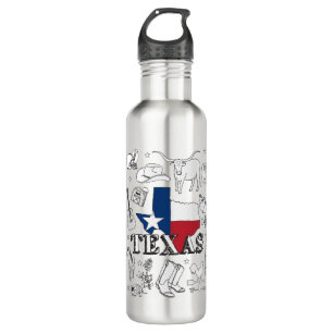 Texas Illustration Doodles of Texas Texas Pattern 710 Ml Water Bottle