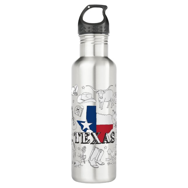 Texas Illustration Doodles of Texas Texas Pattern 710 Ml Water Bottle (Front)