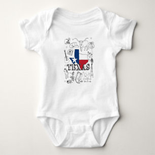Texas Illustration Doodles of Texas Texas Pattern Baby Bodysuit