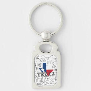 Texas Illustration Doodles of Texas Texas Pattern Key Ring