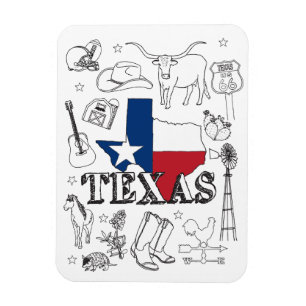 Texas Illustration Doodles of Texas Texas Pattern Magnet