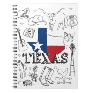 Texas Illustration Doodles of Texas Texas Pattern Notebook