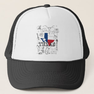 Texas Illustration Doodles of Texas Texas Pattern Trucker Hat