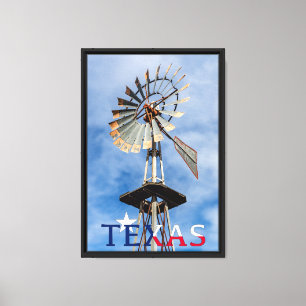 Texas Image, Windmill and Texas Logo Canvas Print