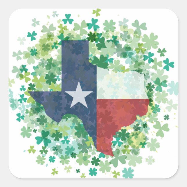 Texas in Clover - St. Patrick's Day Square Sticker (Front)