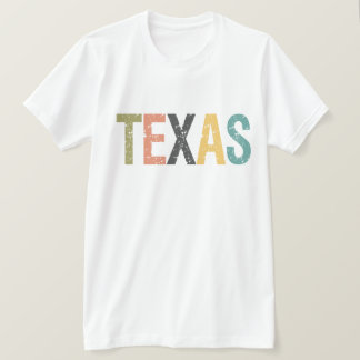 Texas in faded retro colour lettering T-Shirt
