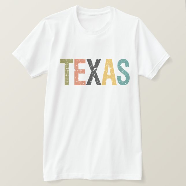Texas in faded retro colour lettering T-Shirt (Design Front)