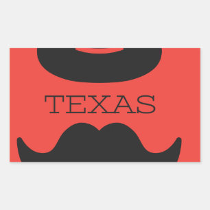 Texas in RED Rectangular Sticker