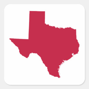 Texas in Red Square Sticker