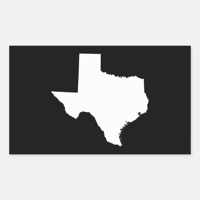 Texas in White and Black Rectangular Sticker (Front)