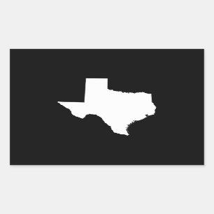 Texas in White and Black Rectangular Sticker
