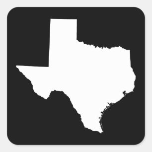 Texas in White and Black Square Sticker