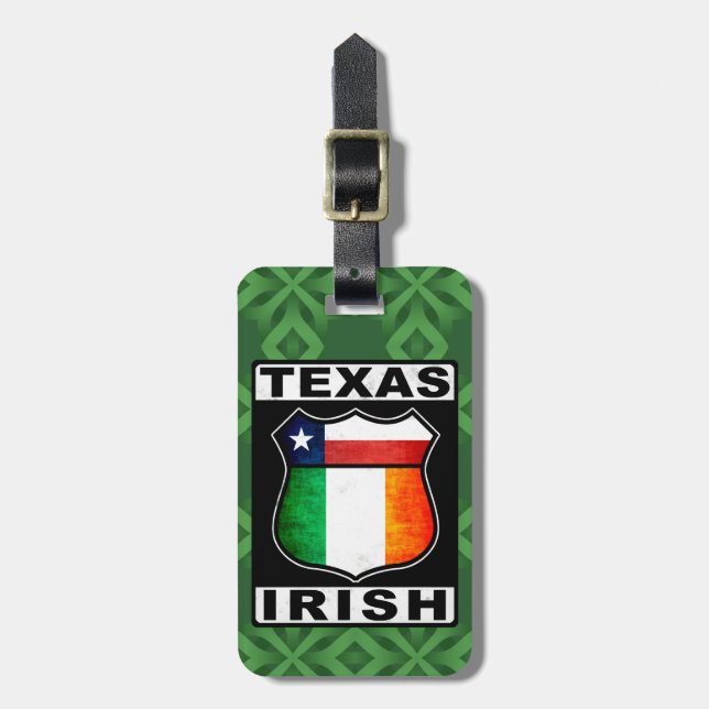 Texas Irish American Baggage Tag (Front Vertical)