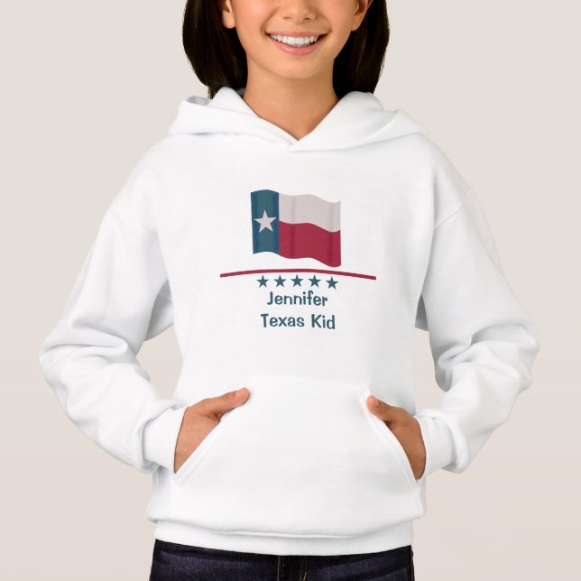 Texas Kid Word Waving Lone Star Flag (Front)