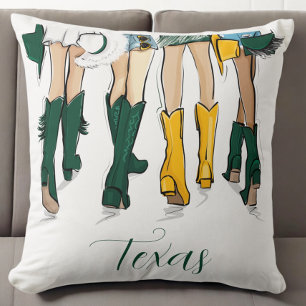 Texas Ladies Fashion Cowboy Boot Green Gold Cushion