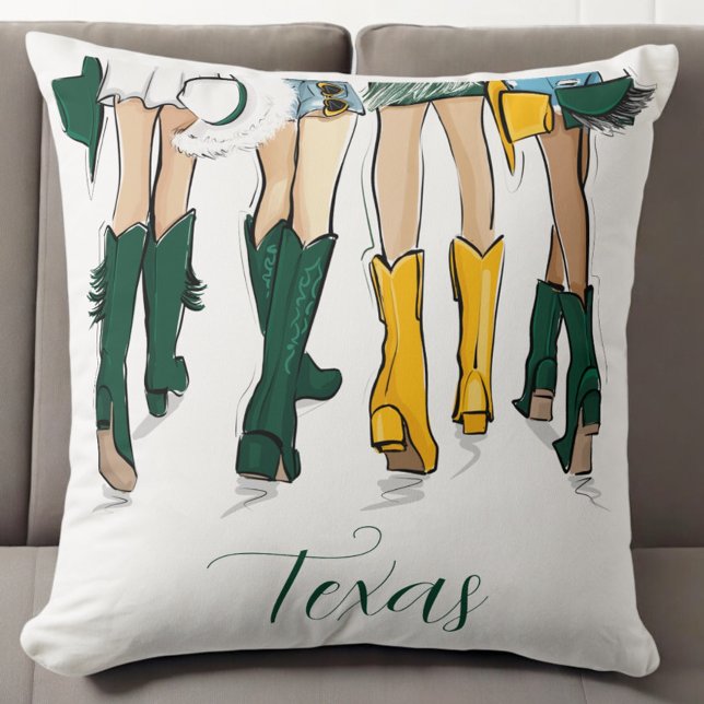 Texas Ladies Fashion Cowboy Boot Green Gold Cushion (Creator Uploaded)