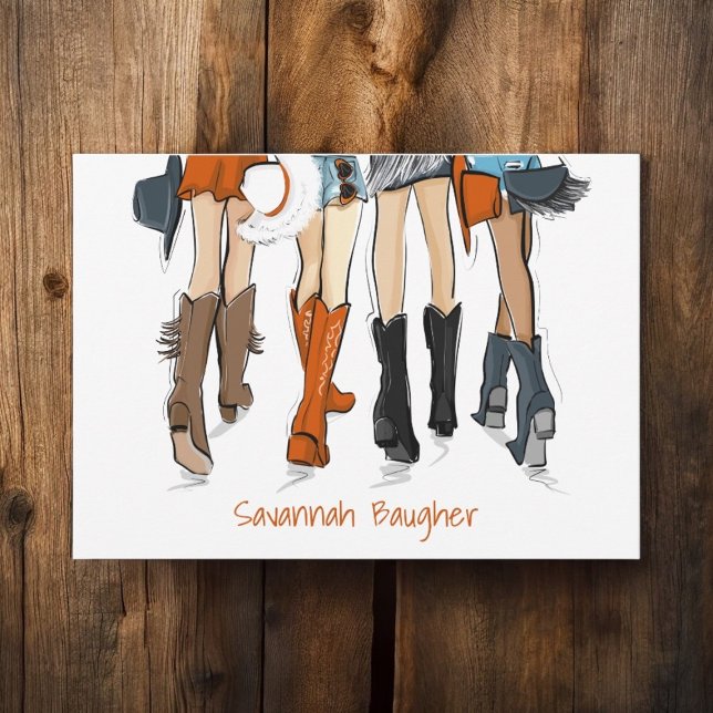Texas Ladies Fashion Cowboy Boots Burnt Orange Invitation (Creator Uploaded)