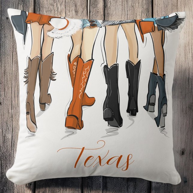 Texas Ladies Fashion Cowboy Boots Orange Cushion (Creator Uploaded)