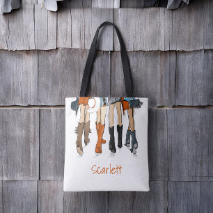 Texas Ladies Fashion Cowboy Boots Orange Custom Tote Bag