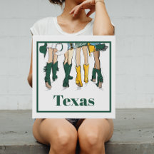 Texas Ladies Fashion Illustration Green & Gold