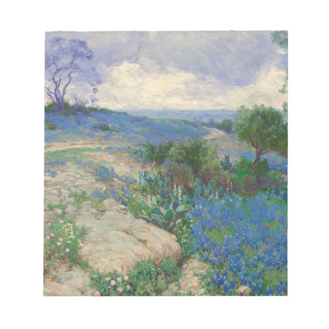 Texas Landscape With Bluebonnets Julian Onderdonk Notepad (Front)