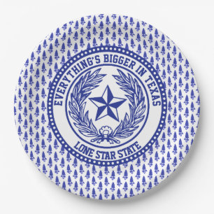 Texas Logo Bluebonnet Pattern Your Text  Paper Plate