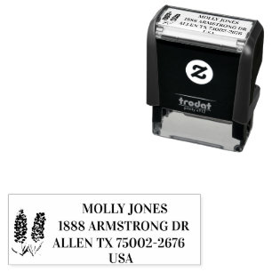 Texas Lone Star Bluebonnets Floral Return Address Self-inking Stamp
