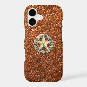 Texas Lone Star Concho on Brown Leather look