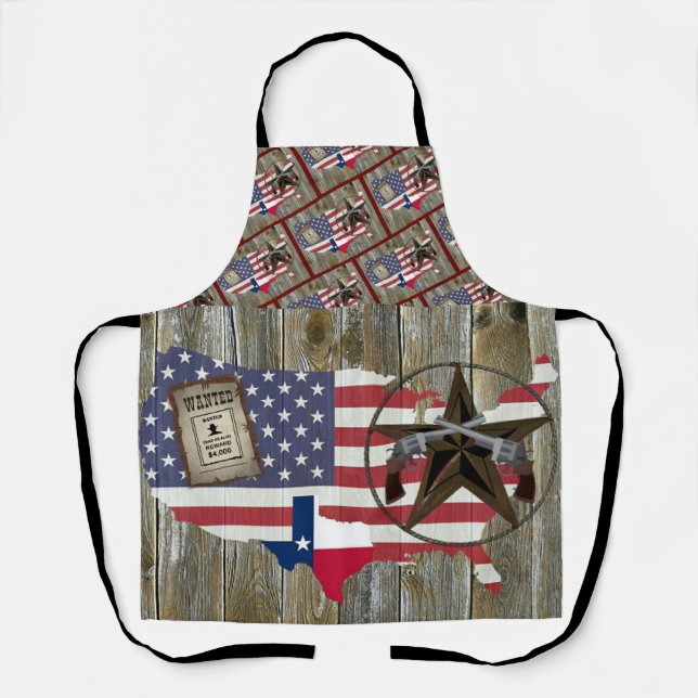 Texas Lone Star Duelling Pistols Most Wanted Sign Apron (Front)
