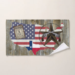 Texas Lone Star Duelling Pistols Most Wanted Sign Bath Towel Set