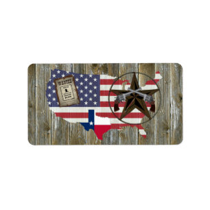 Texas Lone Star Duelling Pistols Most Wanted Sign Label