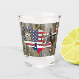 Texas Lone Star Duelling Pistols Most Wanted Sign Shot Glass