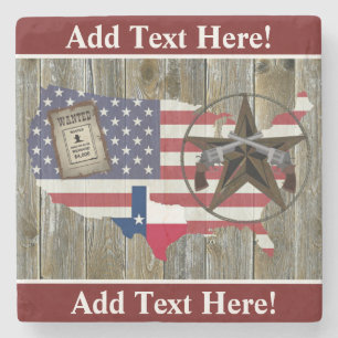 Texas Lone Star Duelling Pistols Most Wanted Sign  Stone Coaster