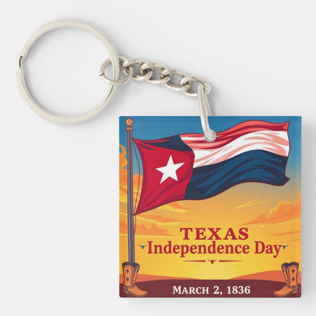 Texas Lone Star Flag Cowboy Boots Decor Key Ring (Front)