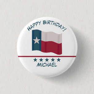 Texas Lone Star Flag Name Personalise Birthday 3 Cm Round Badge