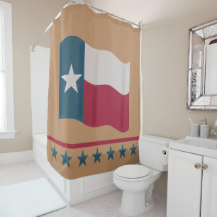 Texas Lone Star Flag Tan Red White Blue Shower Curtain