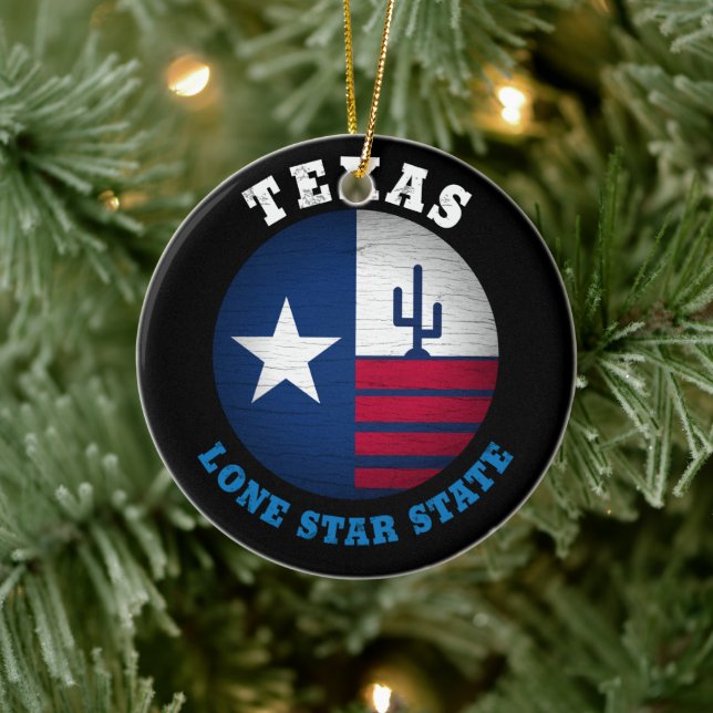 TEXAS LONE STAR STATE FLAG CERAMIC TREE DECORATION (Tree)