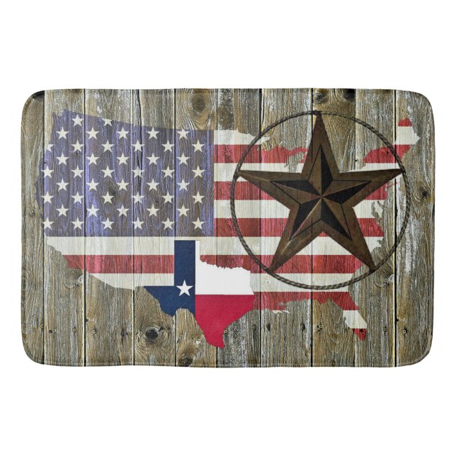 Texas Lone Star State Flag Map Bath Mat (Front)