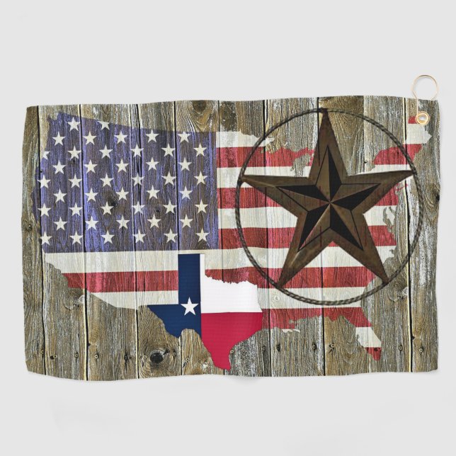 Texas Lone Star State Flag Map Golf Towel (Horizontal)