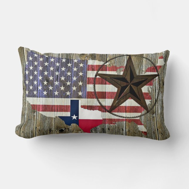 Texas Lone Star State Flag Map Lumbar Cushion (Front)