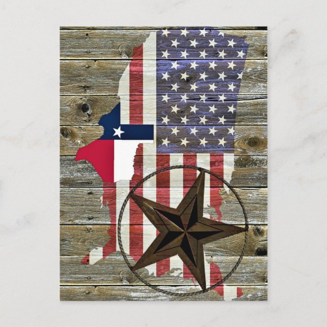 Texas Lone Star State Flag Map Postcard (Front)