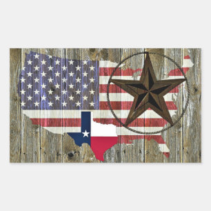 Texas Lone Star State Flag Map Rectangular Sticker