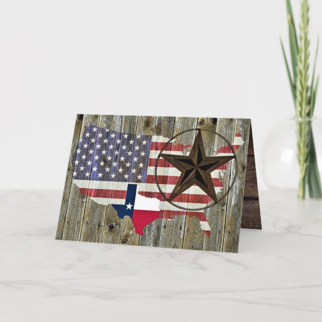 Texas Lone Star State Flag Map Thank You Card (Front)