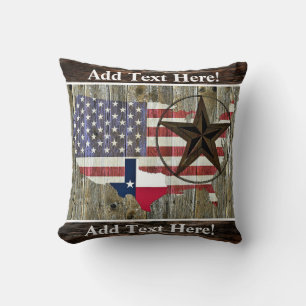 Texas Lone Star State Flag Map Throw Pillow