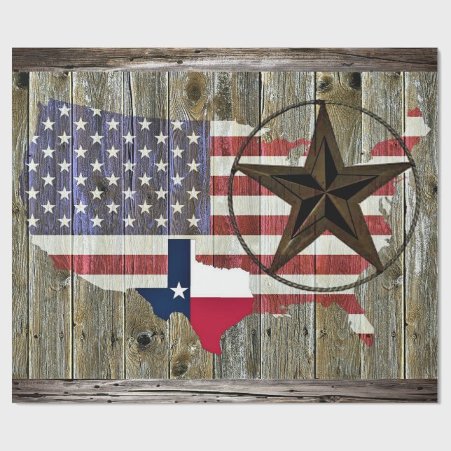 Texas Lone Star State Flag Map Wrapping Paper (Flat)
