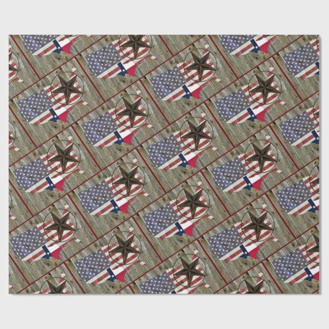 Texas Lone Star State Flag Map Wrapping Paper (Flat)