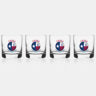 TEXAS LONE STAR STATE FLAG WHISKEY GLASS