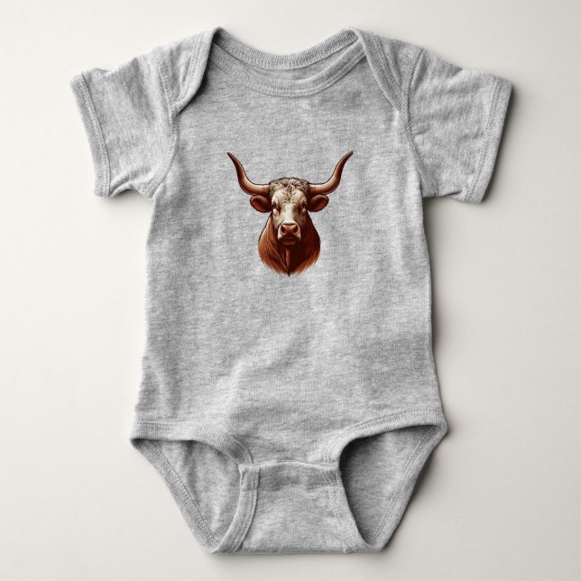 Texas Longhorn Baby Bodysuit (Front)